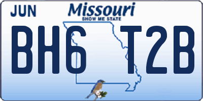 MO license plate BH6T2B