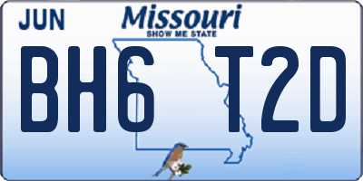 MO license plate BH6T2D