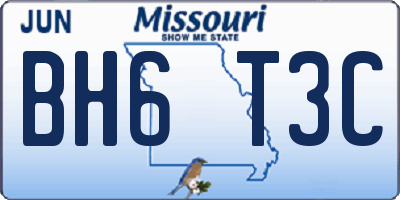 MO license plate BH6T3C