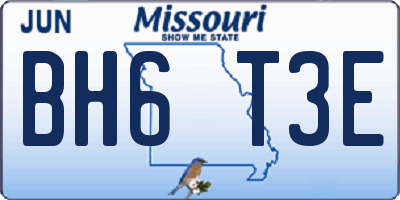 MO license plate BH6T3E