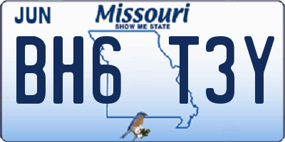 MO license plate BH6T3Y
