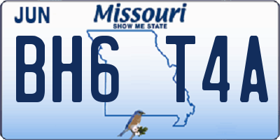 MO license plate BH6T4A