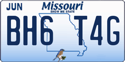 MO license plate BH6T4G