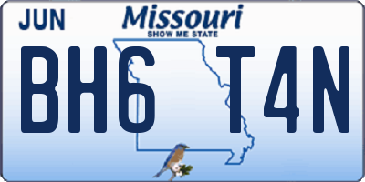MO license plate BH6T4N