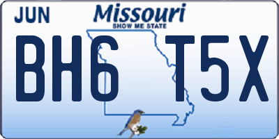 MO license plate BH6T5X