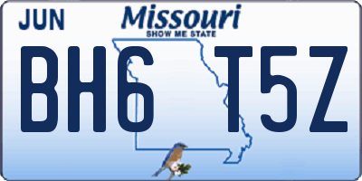 MO license plate BH6T5Z