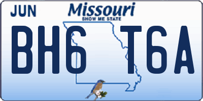 MO license plate BH6T6A