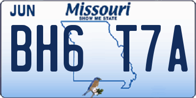 MO license plate BH6T7A