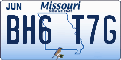 MO license plate BH6T7G