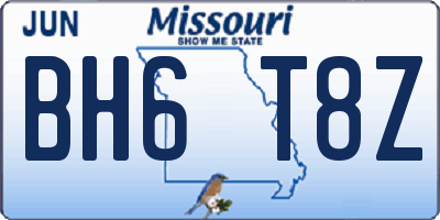 MO license plate BH6T8Z