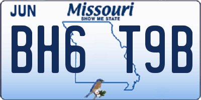 MO license plate BH6T9B