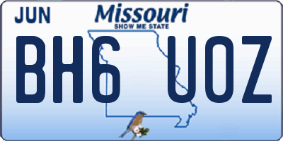 MO license plate BH6U0Z