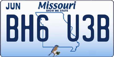 MO license plate BH6U3B