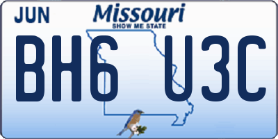MO license plate BH6U3C