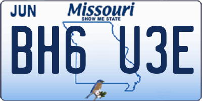 MO license plate BH6U3E
