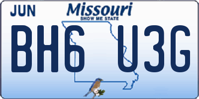 MO license plate BH6U3G