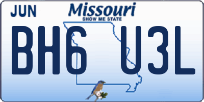 MO license plate BH6U3L
