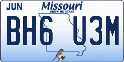MO license plate BH6U3M