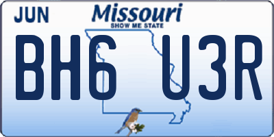 MO license plate BH6U3R