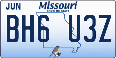 MO license plate BH6U3Z
