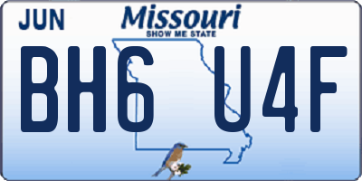 MO license plate BH6U4F