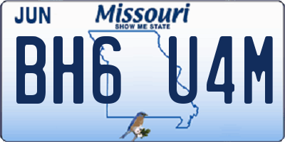 MO license plate BH6U4M