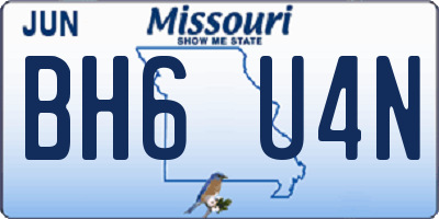 MO license plate BH6U4N