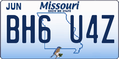 MO license plate BH6U4Z