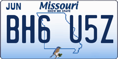 MO license plate BH6U5Z