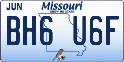 MO license plate BH6U6F