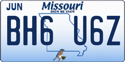 MO license plate BH6U6Z
