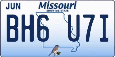 MO license plate BH6U7I