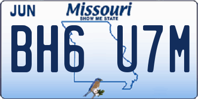MO license plate BH6U7M