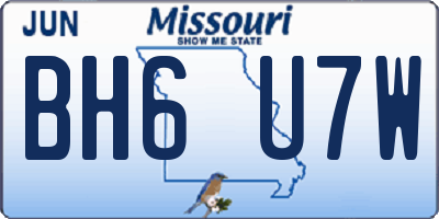 MO license plate BH6U7W