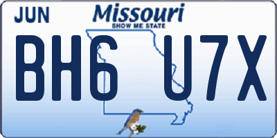 MO license plate BH6U7X