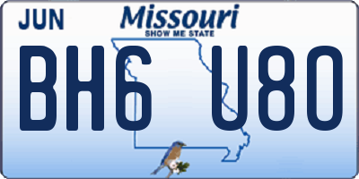 MO license plate BH6U8O