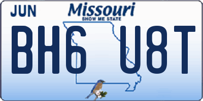 MO license plate BH6U8T