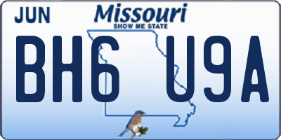 MO license plate BH6U9A
