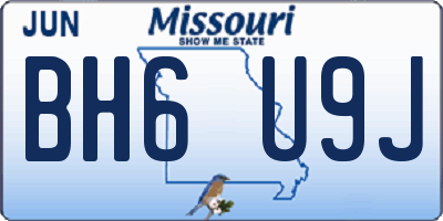 MO license plate BH6U9J