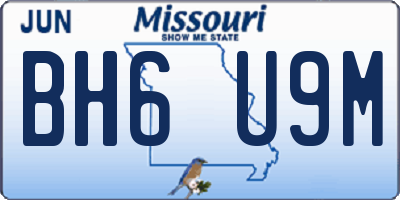 MO license plate BH6U9M