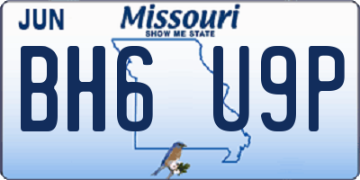 MO license plate BH6U9P