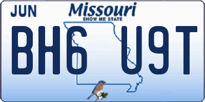 MO license plate BH6U9T