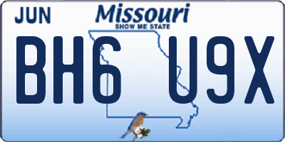 MO license plate BH6U9X