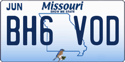MO license plate BH6V0D