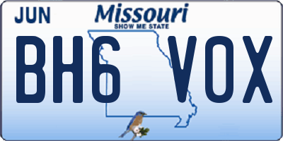 MO license plate BH6V0X