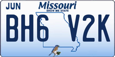 MO license plate BH6V2K