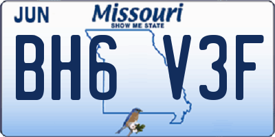 MO license plate BH6V3F