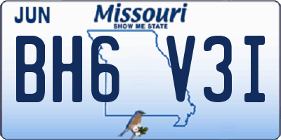 MO license plate BH6V3I