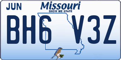 MO license plate BH6V3Z