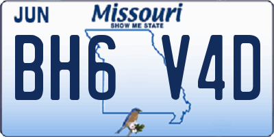 MO license plate BH6V4D